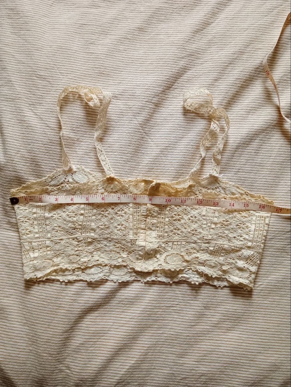 Antique 1930s Lace / Crochet Bralette Camisole Crop top Vintage - Picture 10 of 11